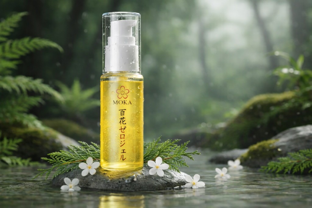 百花ゼロジェル 自然の中で 透明感のある商品写真
